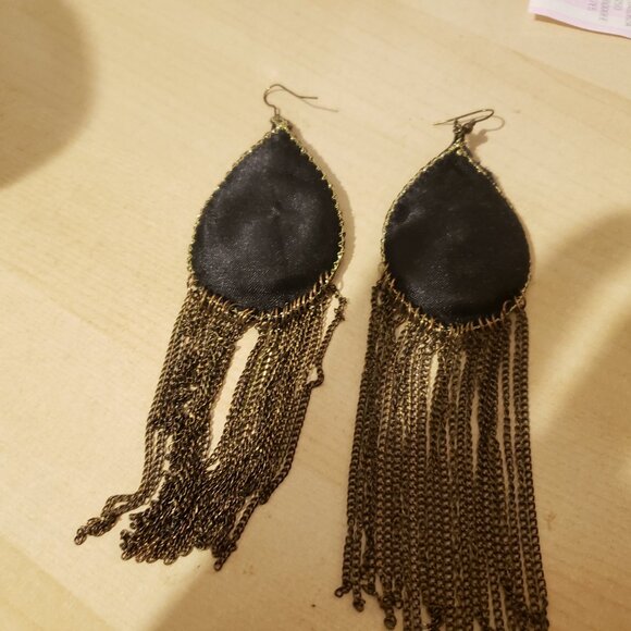 Beaded, Sequined, Silk and Brass Dangling Earrings from Paris - Picture 4 of 6